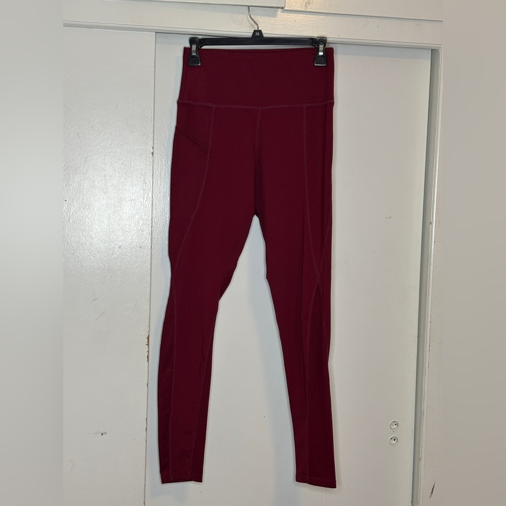 High-Waisted Burgundy Leggings